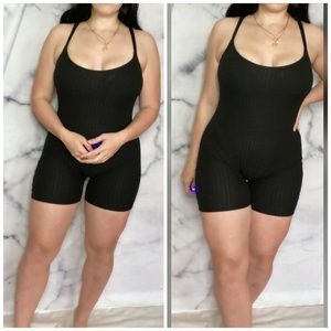 Black sleeveless romper